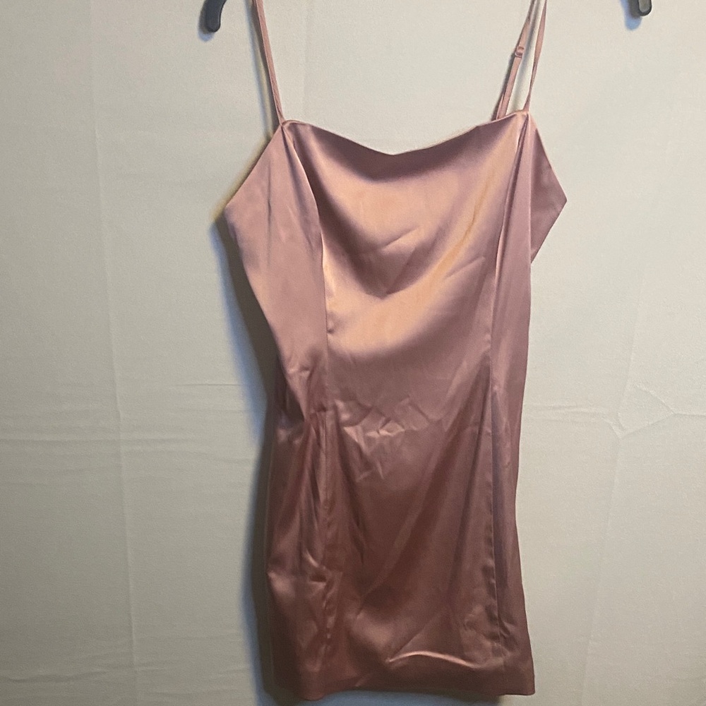 Sleek Satin Slip Dress in Rose Gold